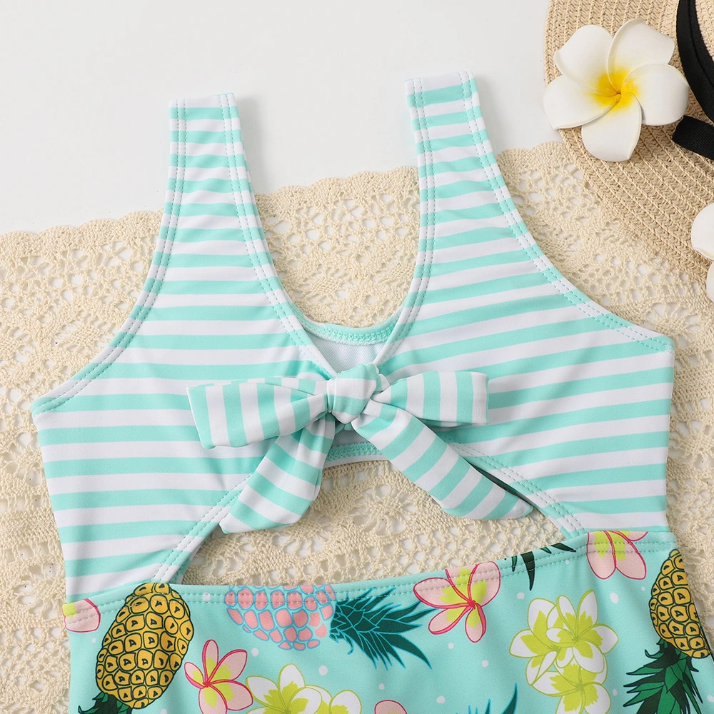 Cute Fruit Printing Girls Swimsuit Bow One-Piece Kid&prime; S Bikini