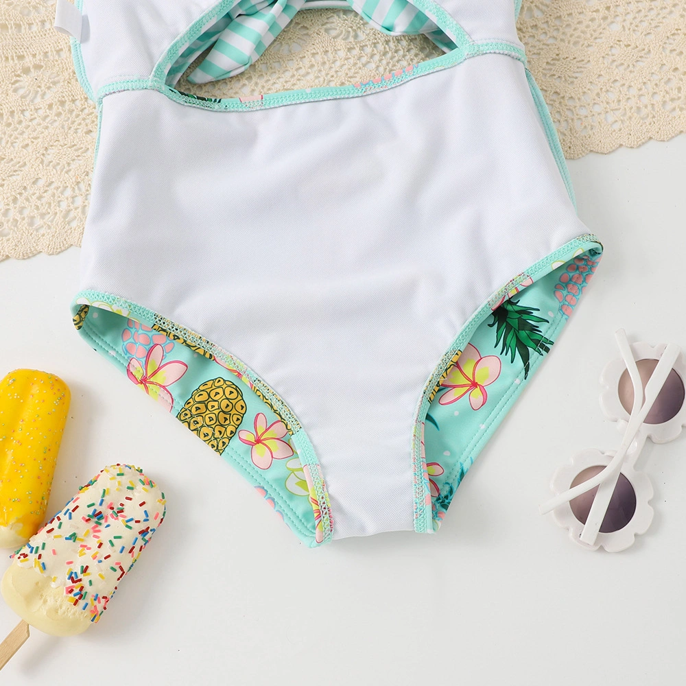 Cute Fruit Printing Girls Swimsuit Bow One-Piece Kid&prime; S Bikini