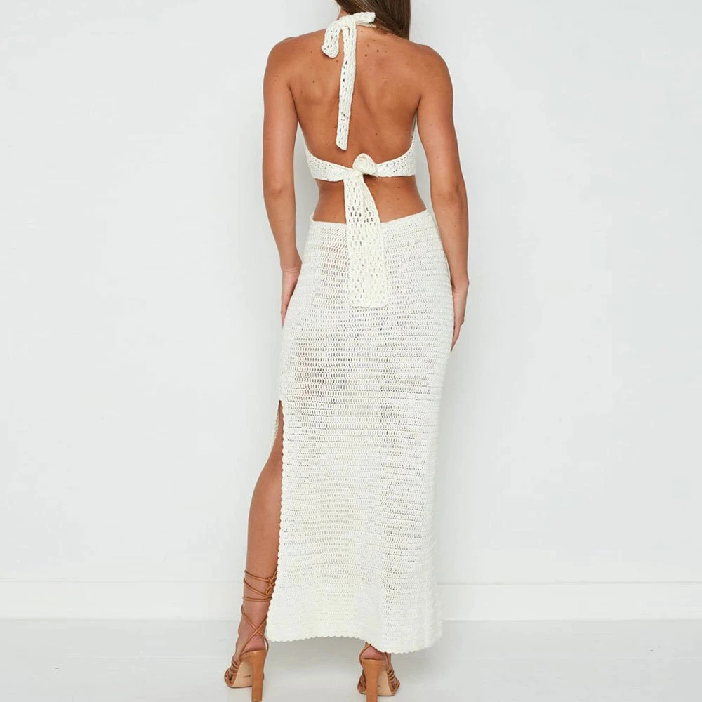 Fashionable Bikini V-Neck Backless Cover up Lace-up Beach Dress