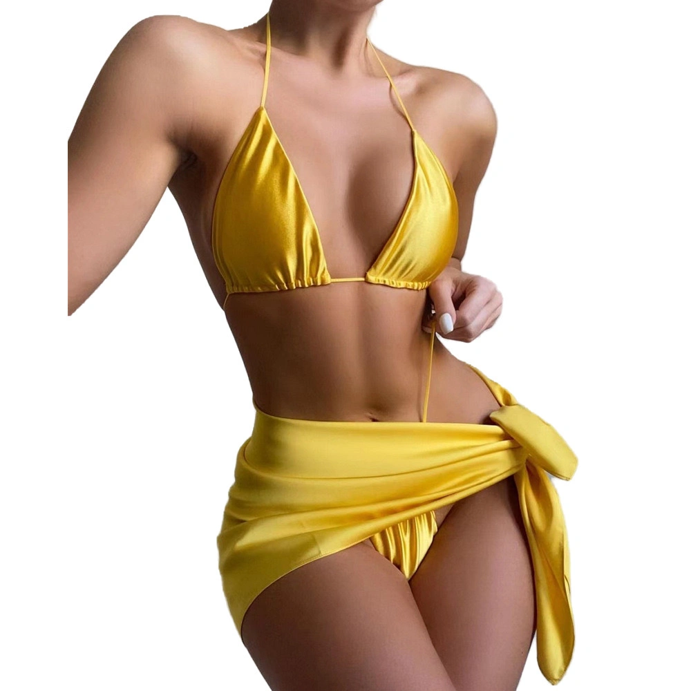 2021 New Arrival Satin Triangle Thong Bikini Swimsuits &amp; Cover up