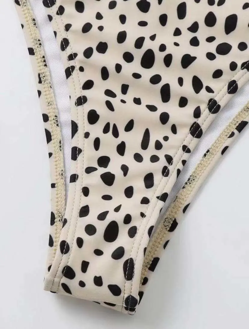 Amazon European Leopard DOT Print 3 Pieces Bikini Swimsuits &amp; Top