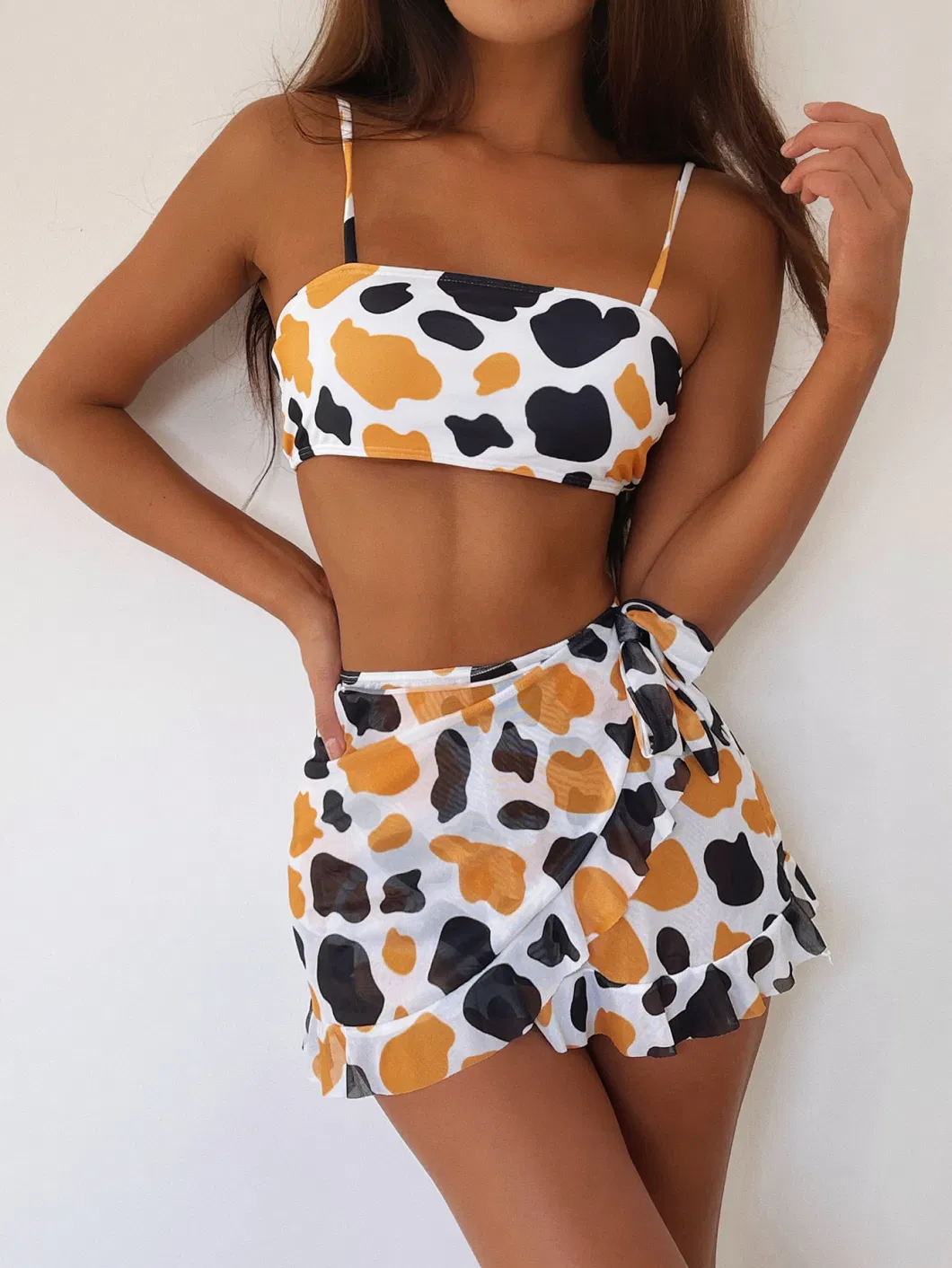 2024 3 Pack Cow Print Thong Bikini Swimsuit &amp; Cover up