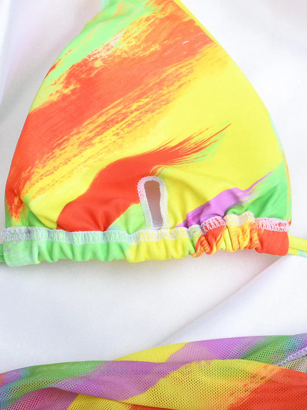 2023 Colour Tie Dye Triangle 3 Pieces Bikini Swimsuits &amp; Cover up