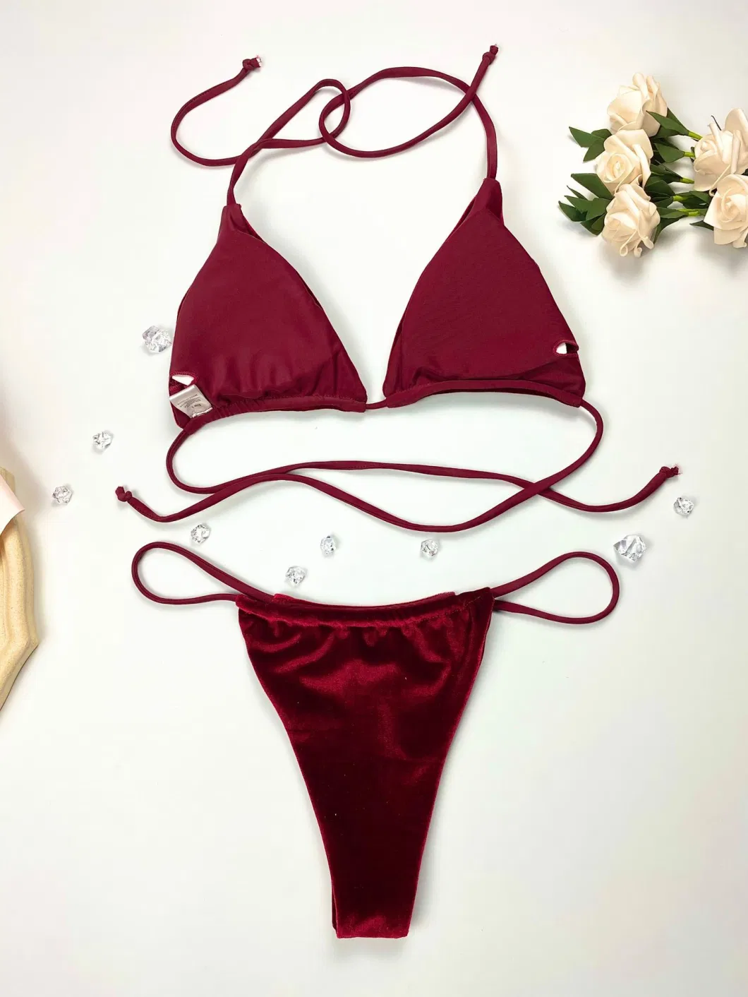 2022 Solid Velvet Women Sexy Micro Bikini Set Women Swimwear