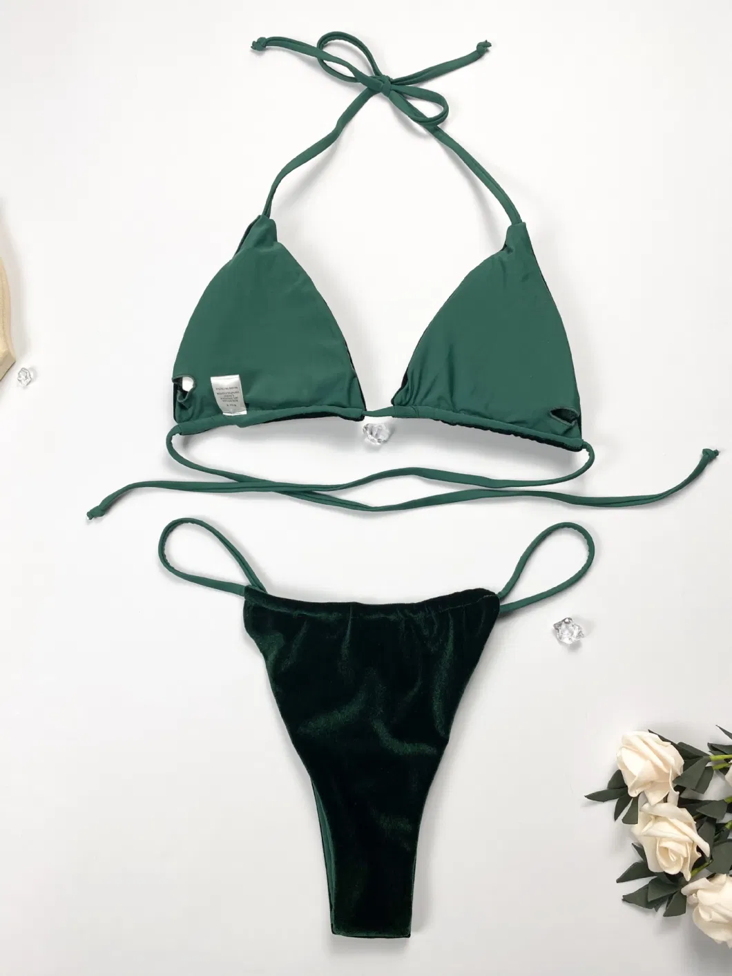 2022 Solid Velvet Women Sexy Micro Bikini Set Women Swimwear