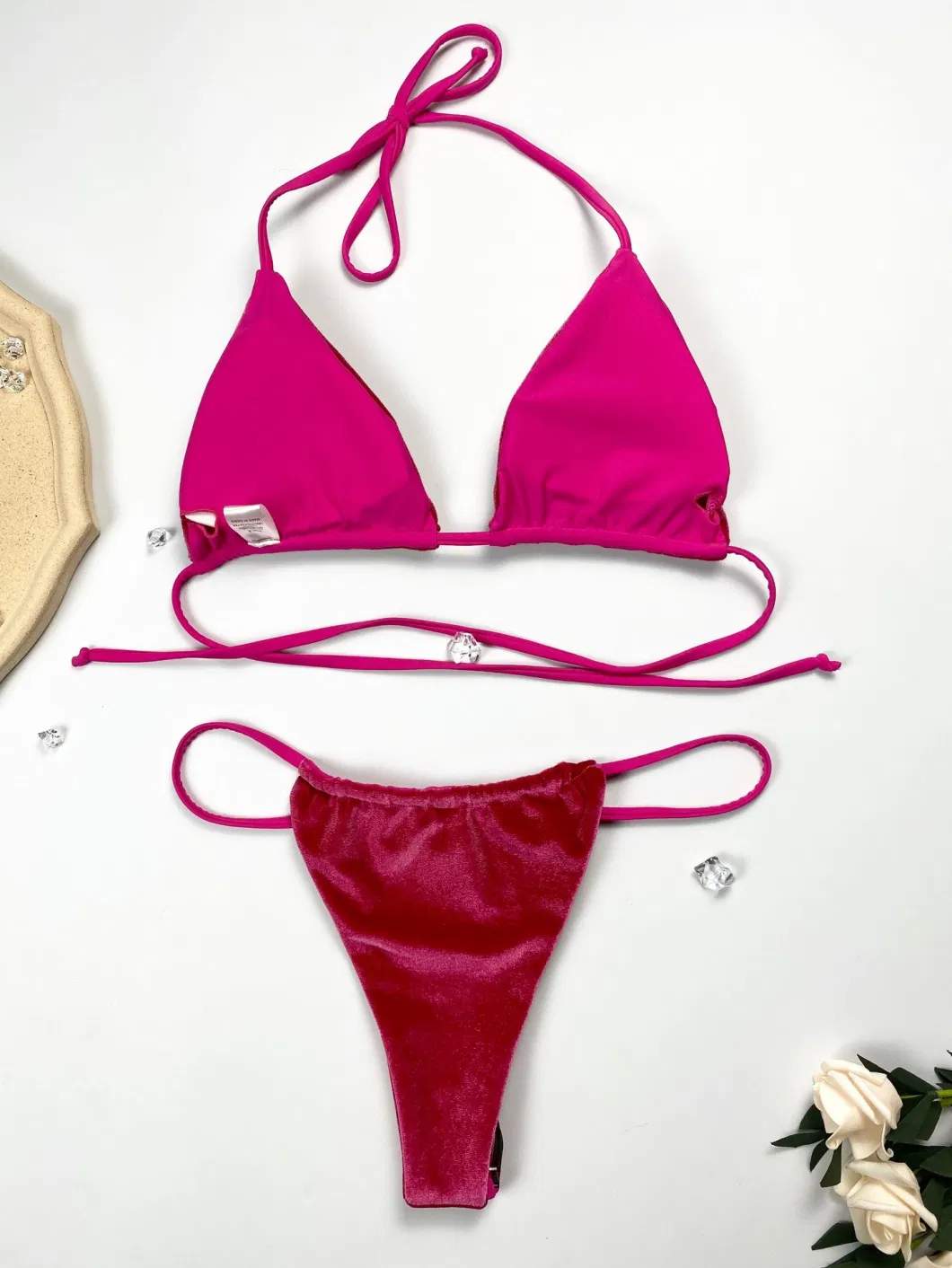 2022 Solid Velvet Women Sexy Micro Bikini Set Women Swimwear