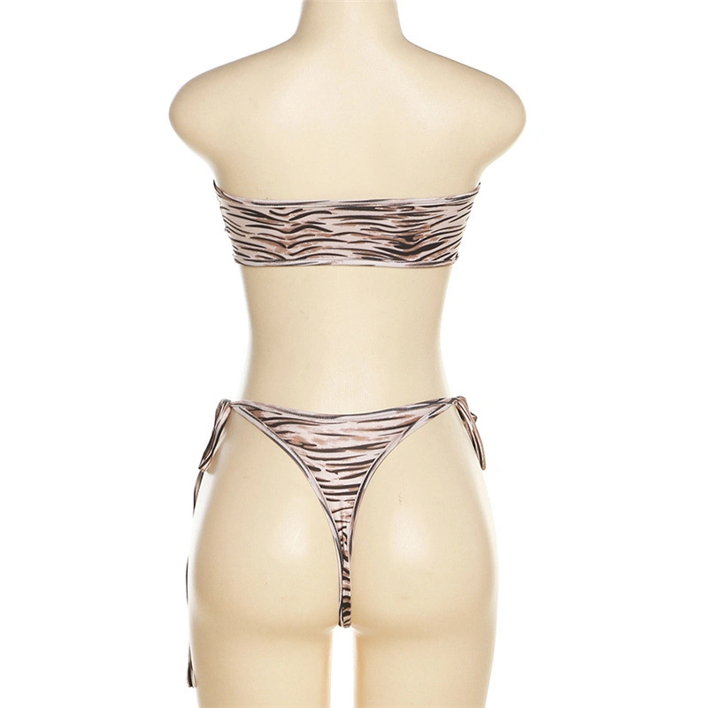 One-Line Shoulder Strap Briefs Bikini Set