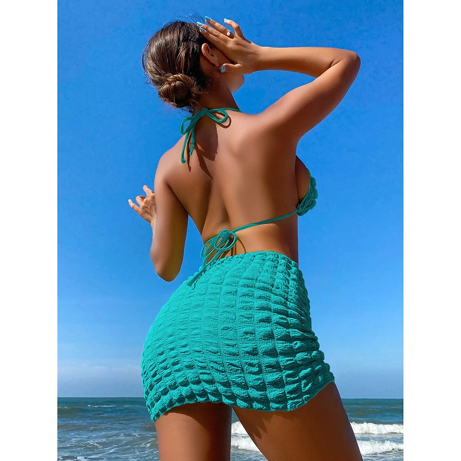 Three-Piece Bikini Bubble Cloth Swimsuit