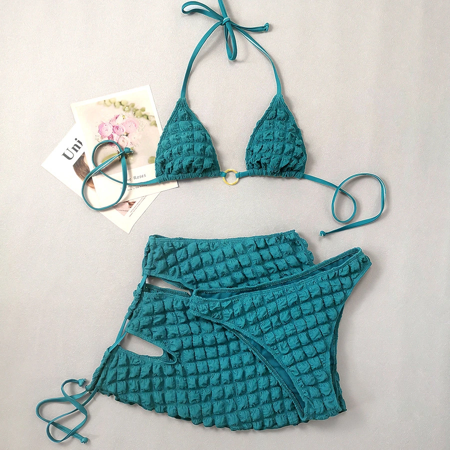 Three-Piece Bikini Bubble Cloth Swimsuit