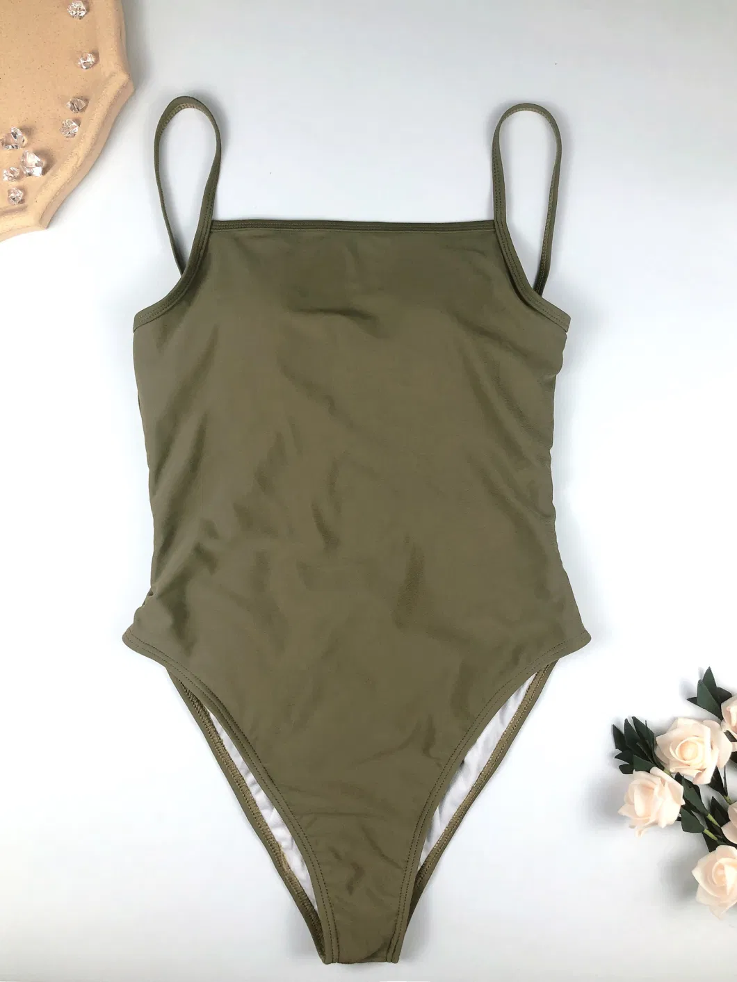 Solid Color Sexy Backless Lace-up One-Piece Swimsuit