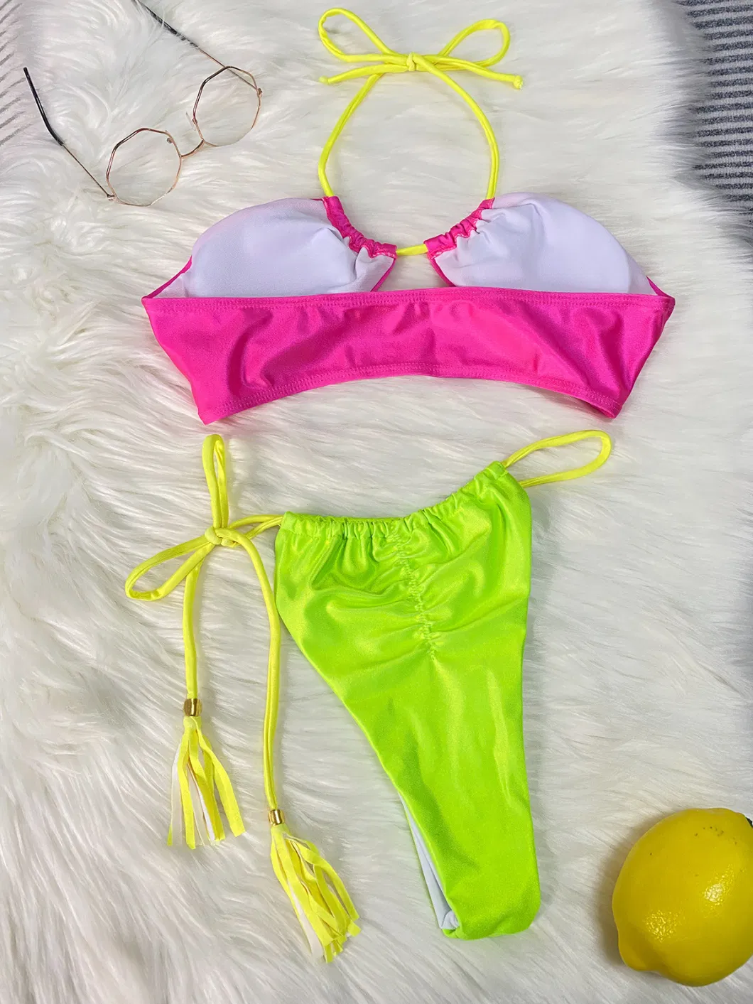 European/American Stitching Bikini Color Contrast Sexy Two Piece Women&prime;s Swimsuit