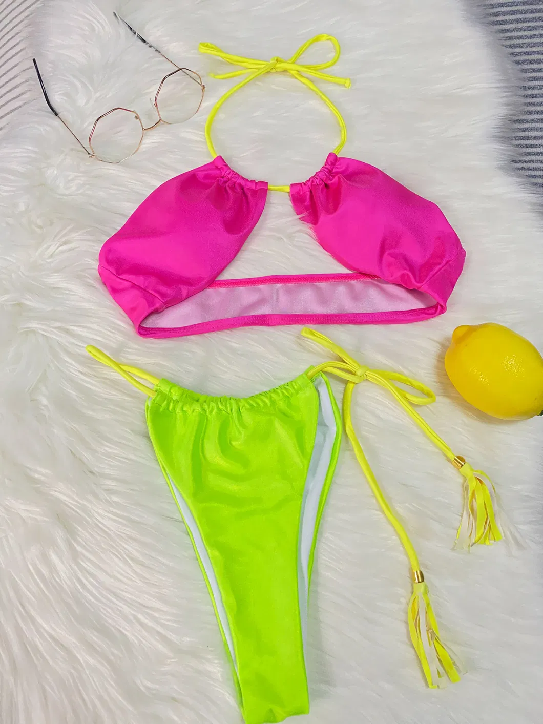 European/American Stitching Bikini Color Contrast Sexy Two Piece Women&prime;s Swimsuit