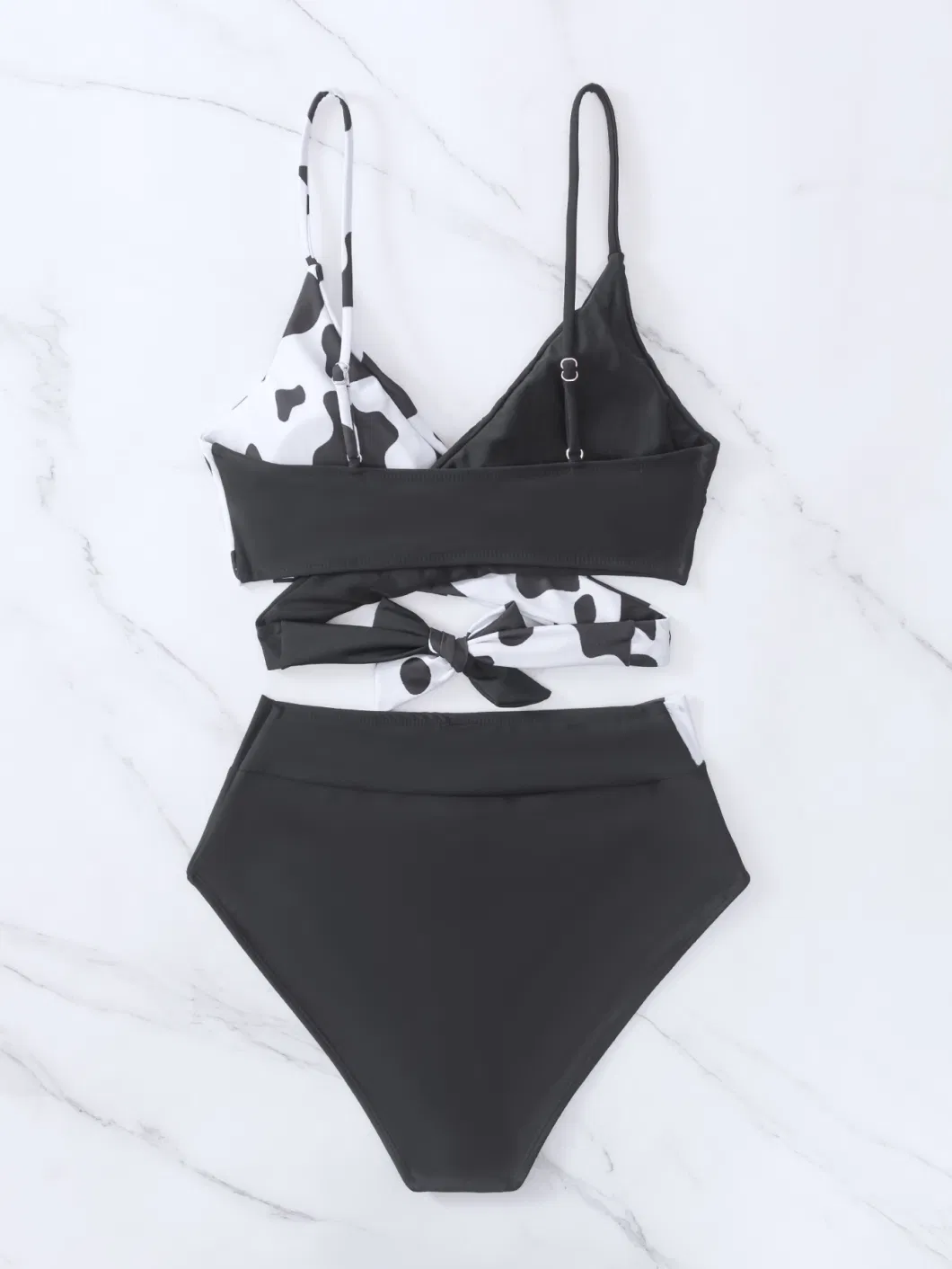 2023 New Bikini Print Lace-up High-Waisted Sexy Bikini Two-Piece Swimsuit