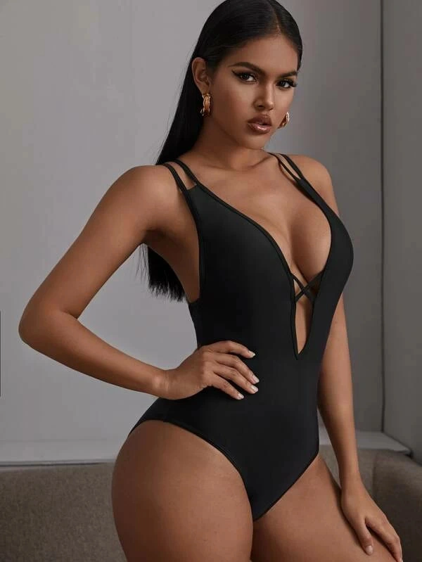 One-Piece Swimsuit Women 2021 V-Neck Sexy Beach Bathing Suit Swimwear Bathing Suit Swim Lady Swimwear