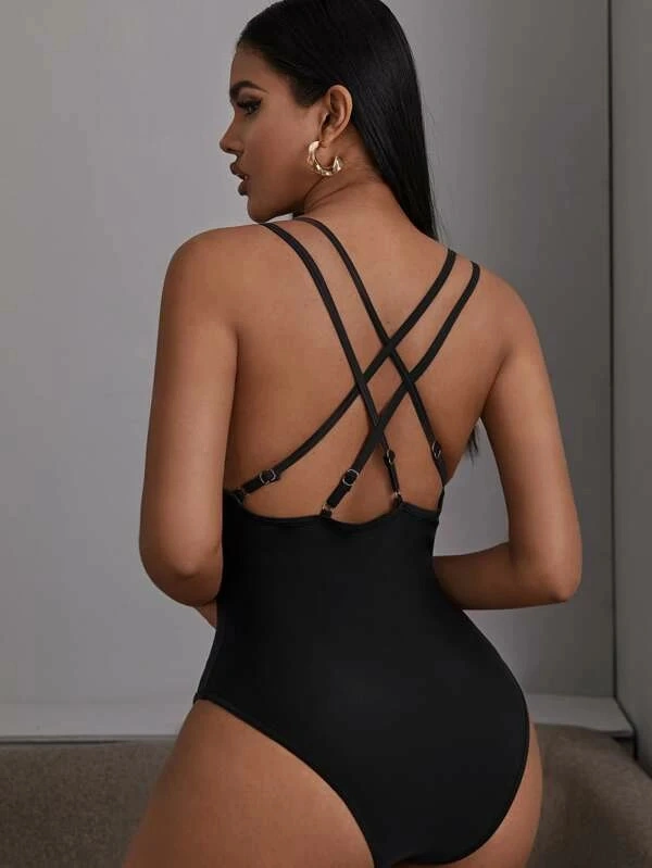 One-Piece Swimsuit Women 2021 V-Neck Sexy Beach Bathing Suit Swimwear Bathing Suit Swim Lady Swimwear