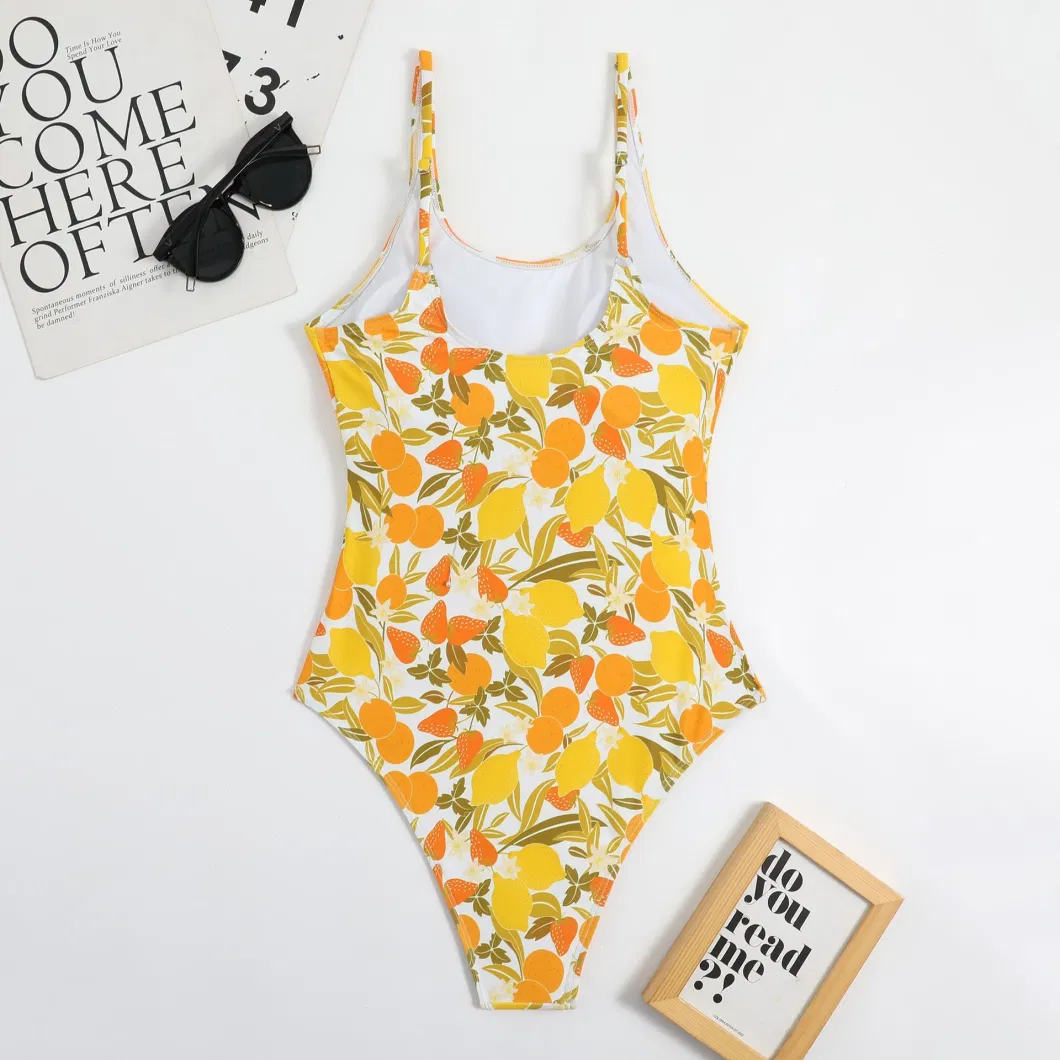 Tiktok&prime;s New One-Piece Colorful Printed Backless Women&prime;s Bikini