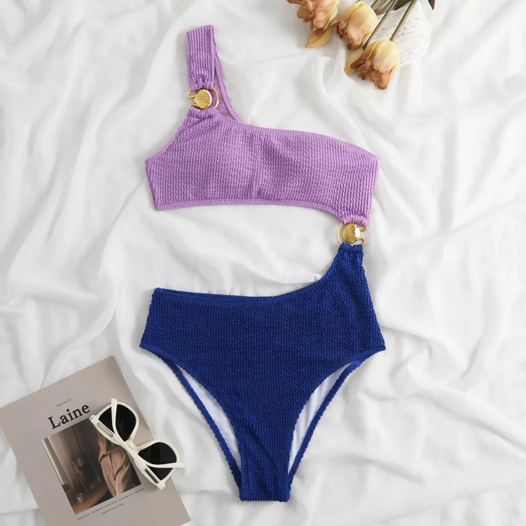 2023 Fashion Color Contrast Bikini One-Piece Women&prime;s Swimsuit