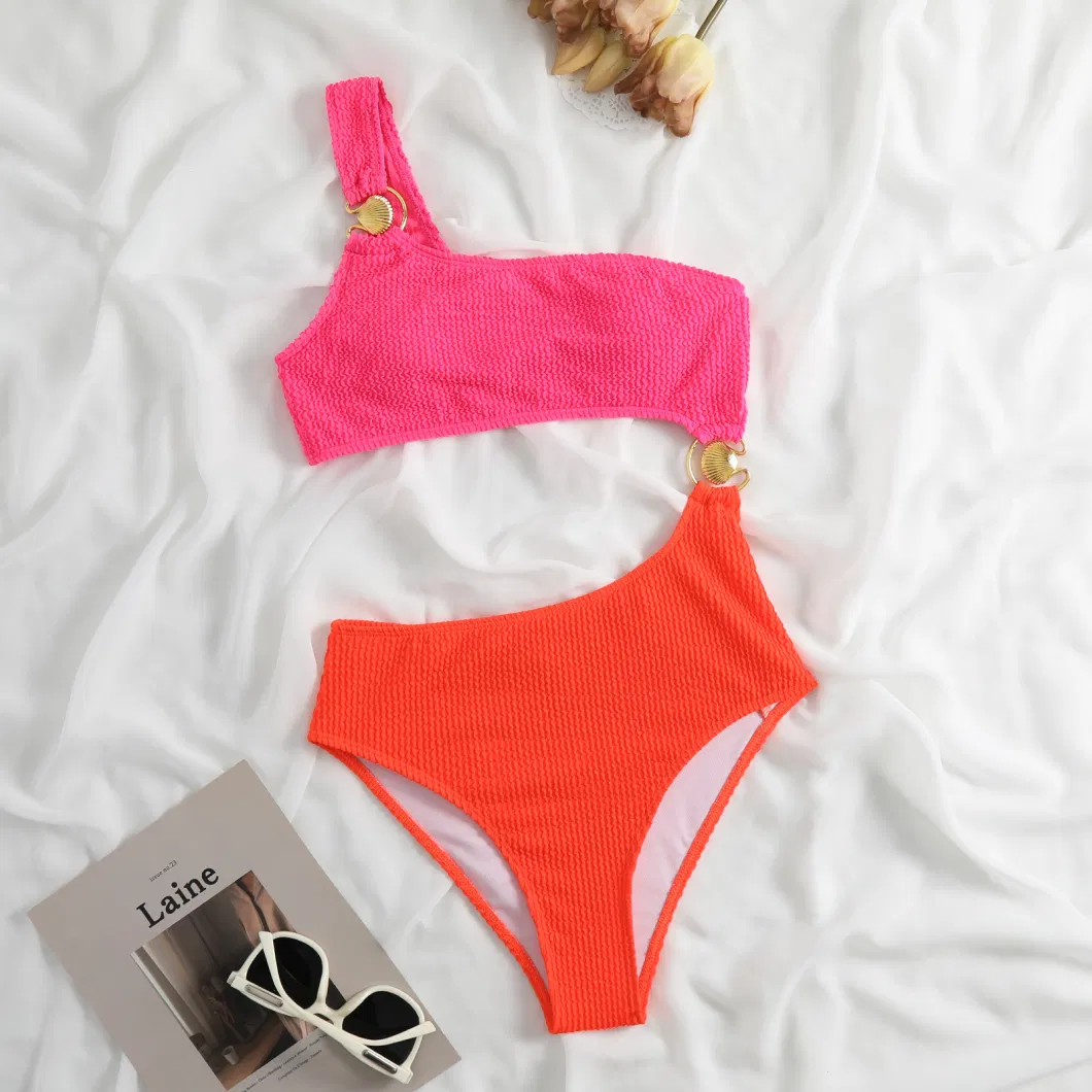 2023 Fashion Color Contrast Bikini One-Piece Women&prime;s Swimsuit