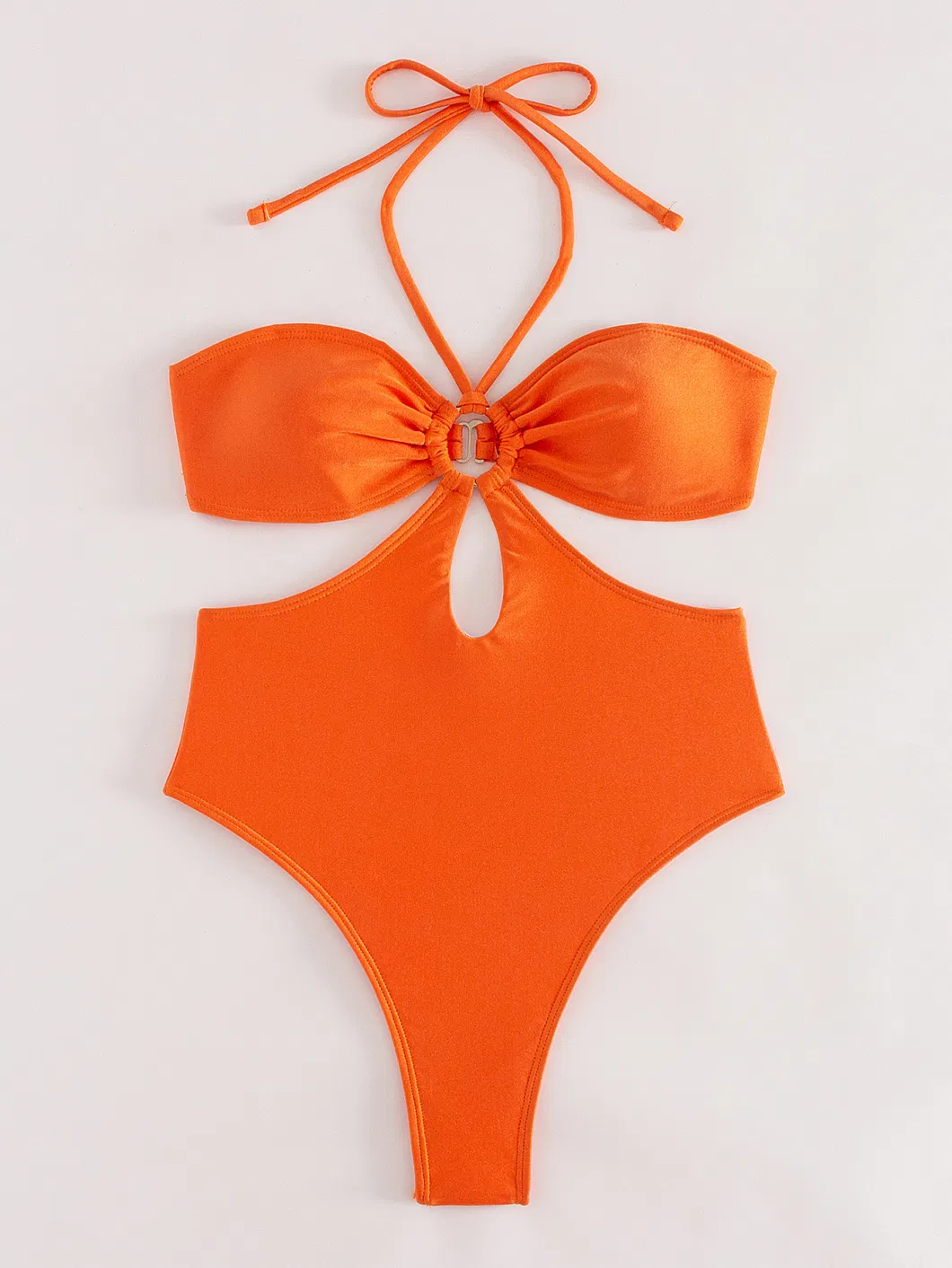 2023 Fashion Women&prime;s One-Piece Sexy Solid Color Bikini Backless Halter Swimsuit