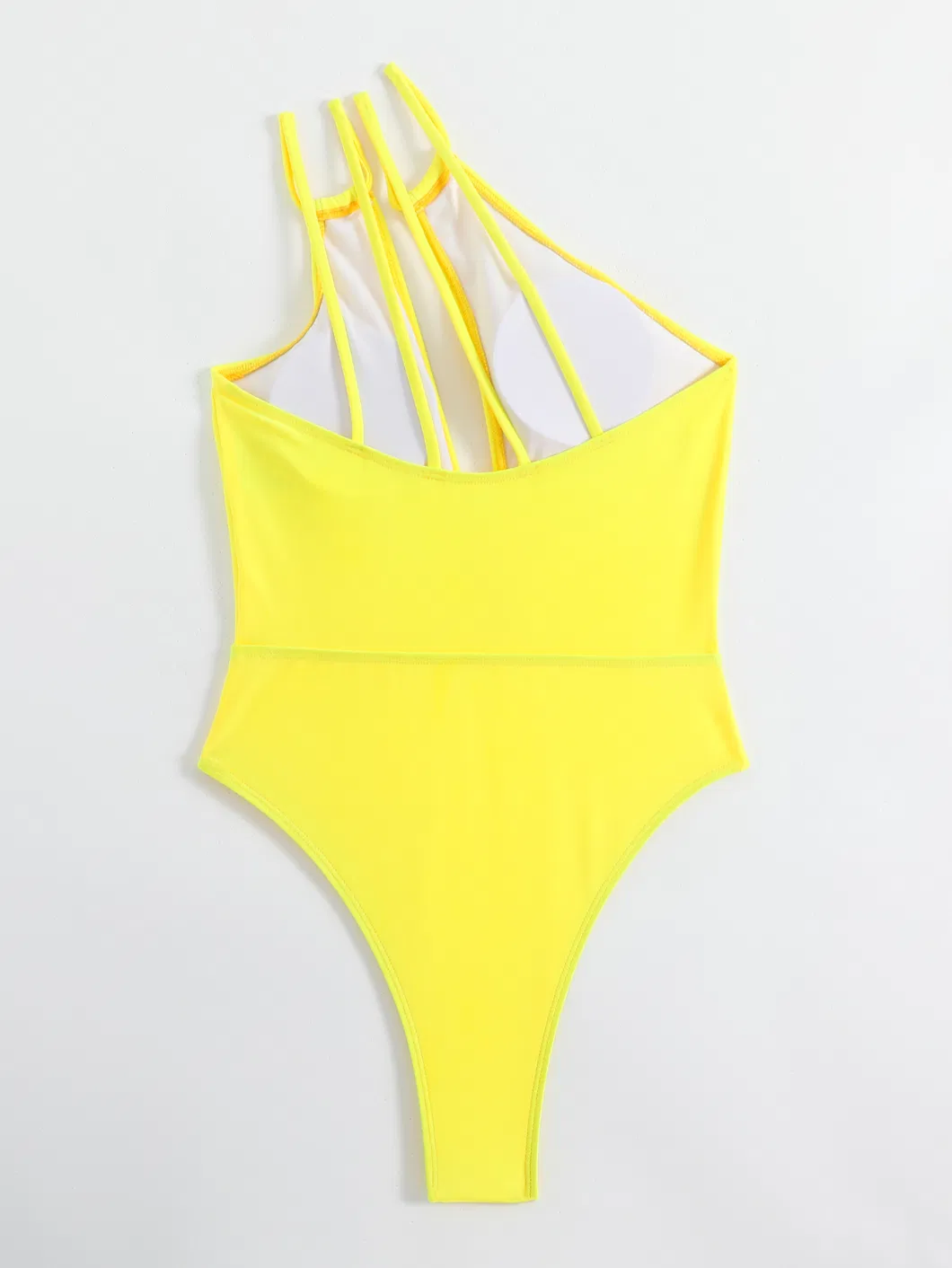 2023 Fashion One-Piece Women&prime;s Solid Color Swimsuit Cut out Rope One Shoulder Bikini