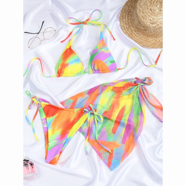 2023 Colour Tie Dye Triangle 3 Pieces Bikini Swimsuits