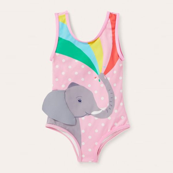 2023 New Style Cartoon Printed One-Piece Girl′ S Swimsuit Rainbow Little Elephant Bikini