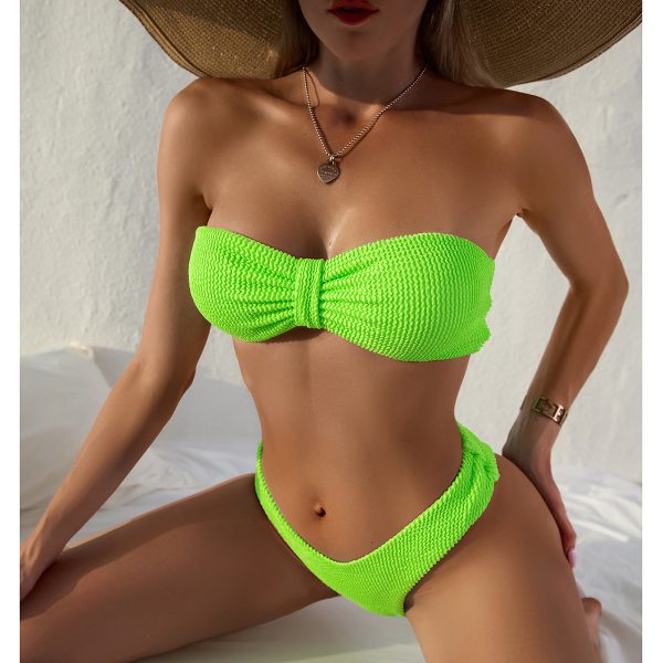 2023 Soild Color Bandeau 2 Piece Women′s Bikini Swimwear