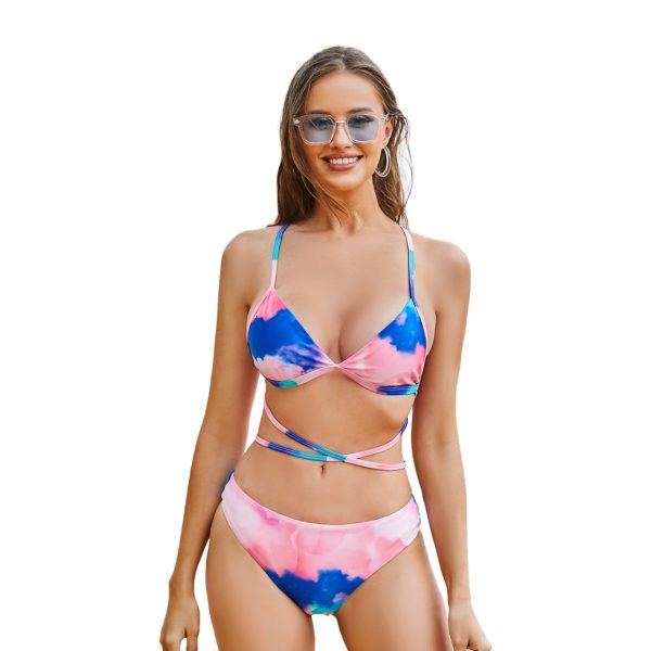 2023 Tie Dye Criss Cross Straped Bikini Swimsuits