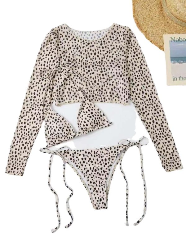 Amazon European Leopard DOT Print 3 Pieces Bikini Swimsuits