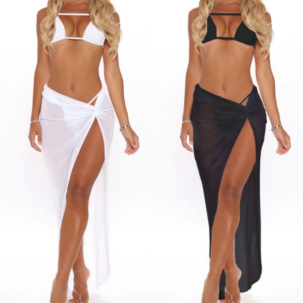 Amazon Hot Selling Sexy Three Piece Strapless Bikini Beach Skirt Suntan