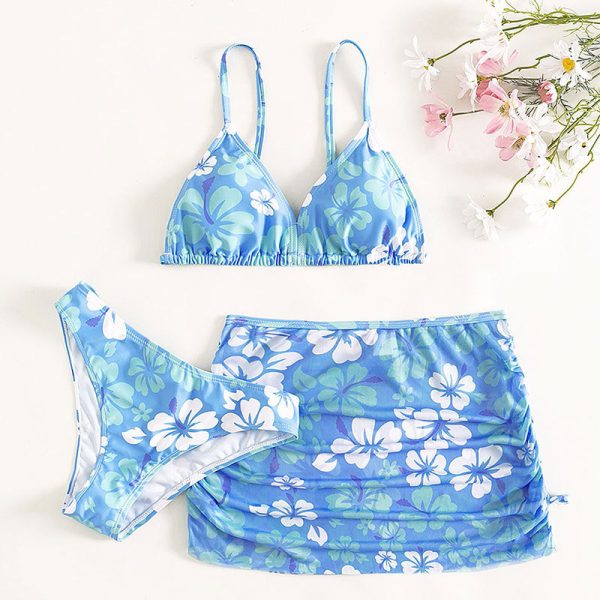 Blue Sakura Swimsuit Three Piece Girls Bikini