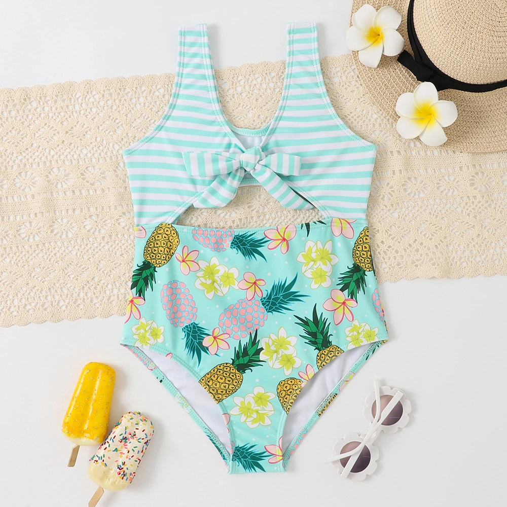 Cute Fruit Printing Girls Swimsuit Bow One-Piece Kid&prime; S Bikini