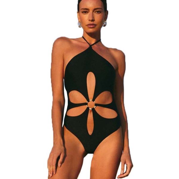 Fashion Sexy Hollow Hanging Neck Backless One Piece Bikini