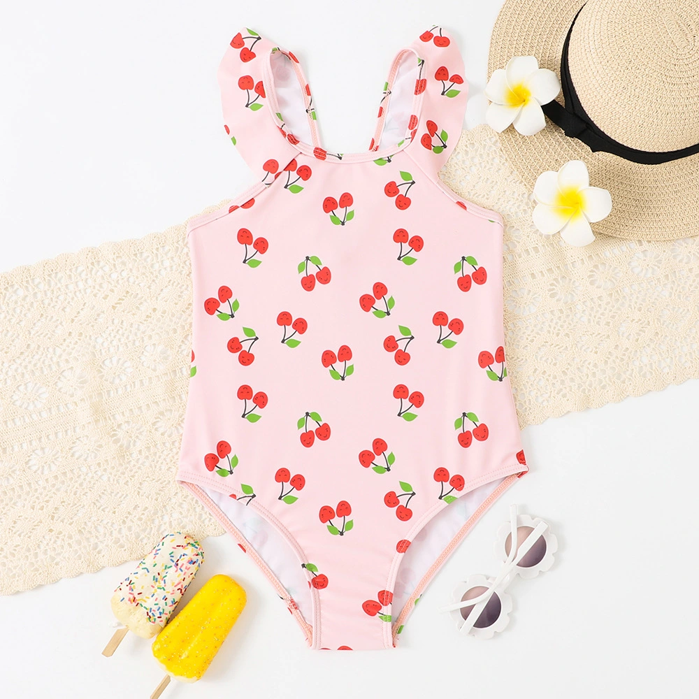 Kid&prime; S One-Piece Swimsuit Cherry Printing Girls&prime; Swimsuit