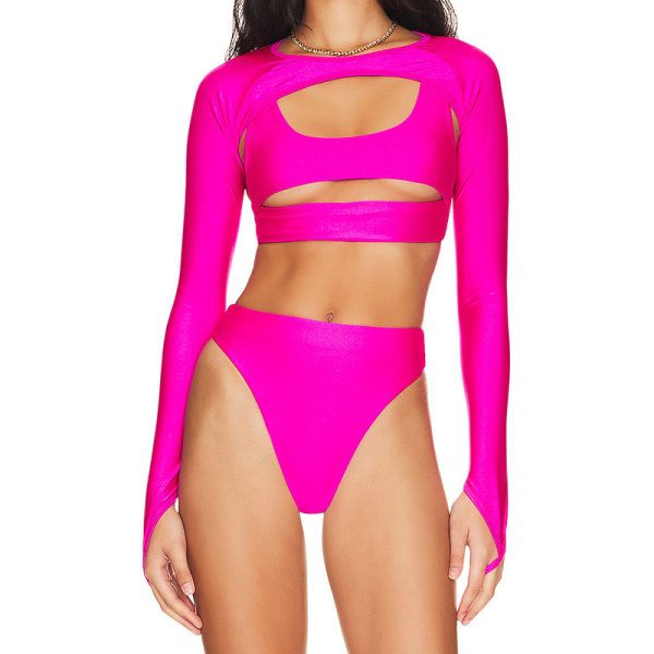 Three Piece Set 2023 Fashion Sexy High Waisted Long Sleeved Sunscreen Swimsuit