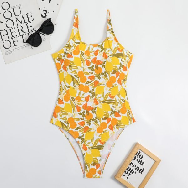 Tiktok′s New One Piece Colorful Printed Backless Women′s Bikini