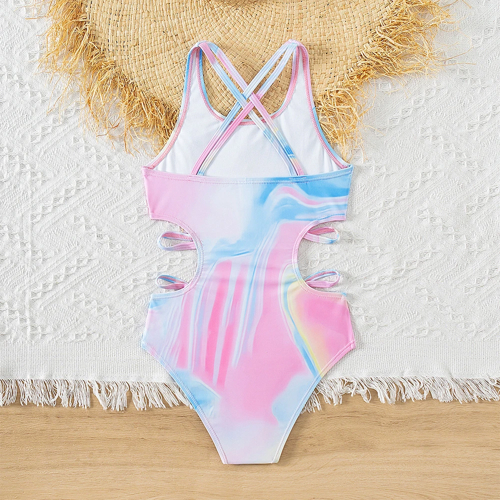 2024 New Style Full of Childishness and Playfulness One Piece Swimsuit Waist Cutout Eart Printing Bikini