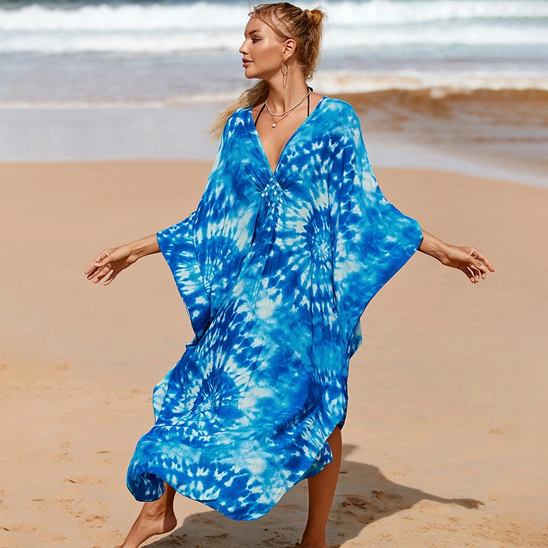 Loose Robe Beach Coat Beach Vacation Sun Protection Long Skirt Bikini Cover up Swimsuit Outerwear for Women Polyester Cotton Fabric