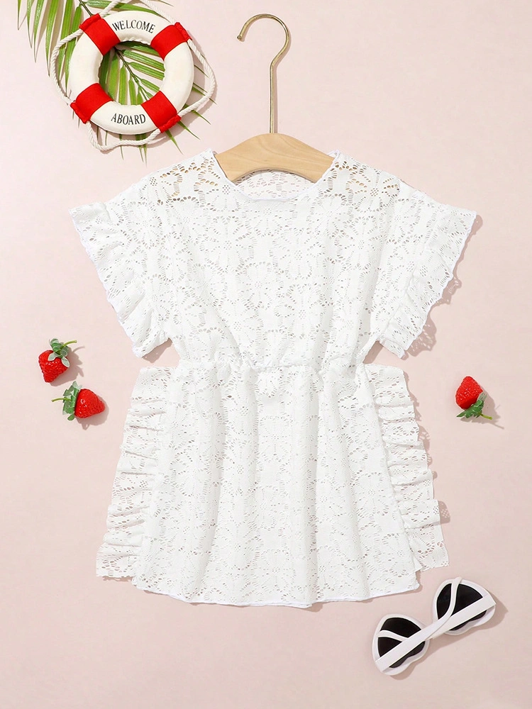 2024 New Girls&prime; Swimsuit Cover Shirt White Lace Girls&prime; Outer Swimsuit Cover up