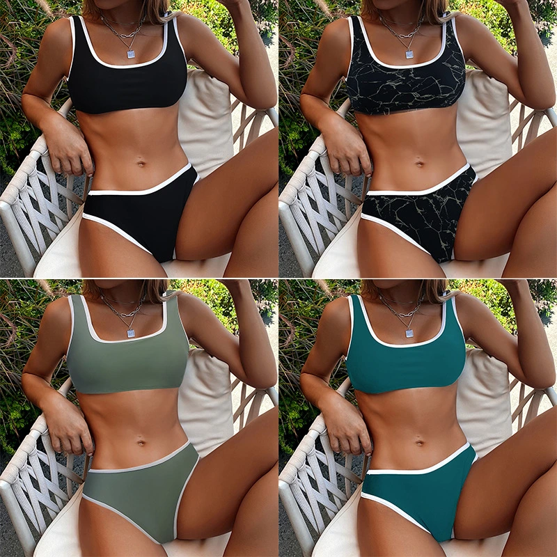 New High Waisted Two Pieces Swimsuit Hot Selling Sexy Bikini Women&prime;s Swimwear Bikini