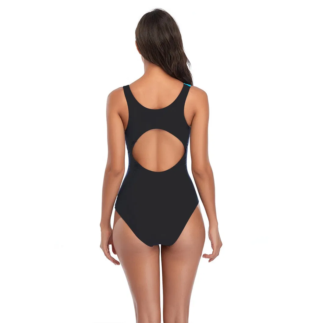 New One Piece Sleeveless Contrast Panel Surfing Bikini for Women