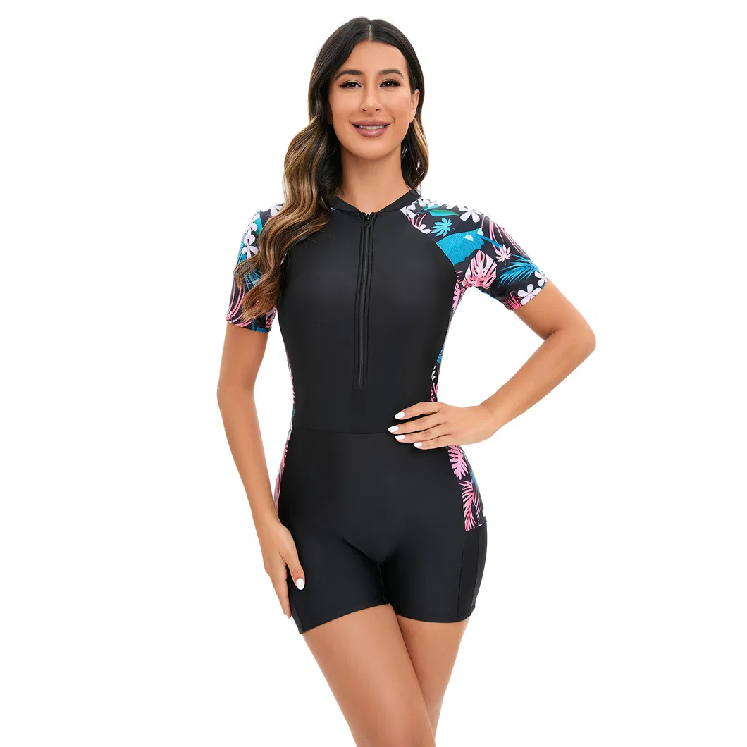 Women&prime;s Tropical Printing Boyshort Wetsuit