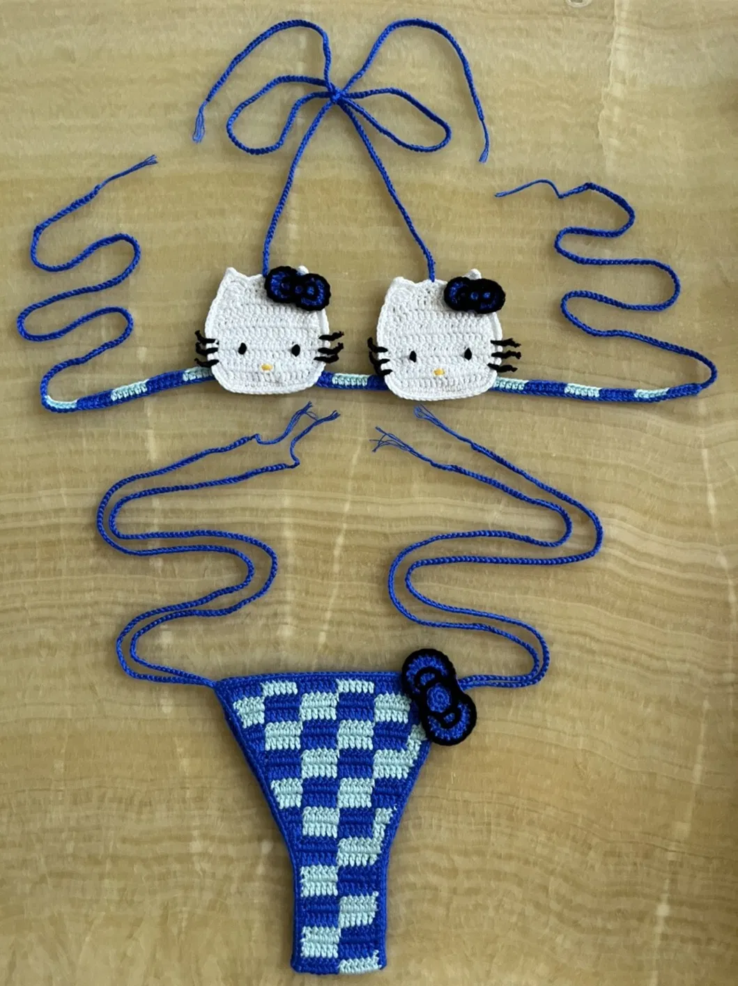 Women&rsquor; S Two Piece Hello Kitty Hand Crocheted Swimsuits