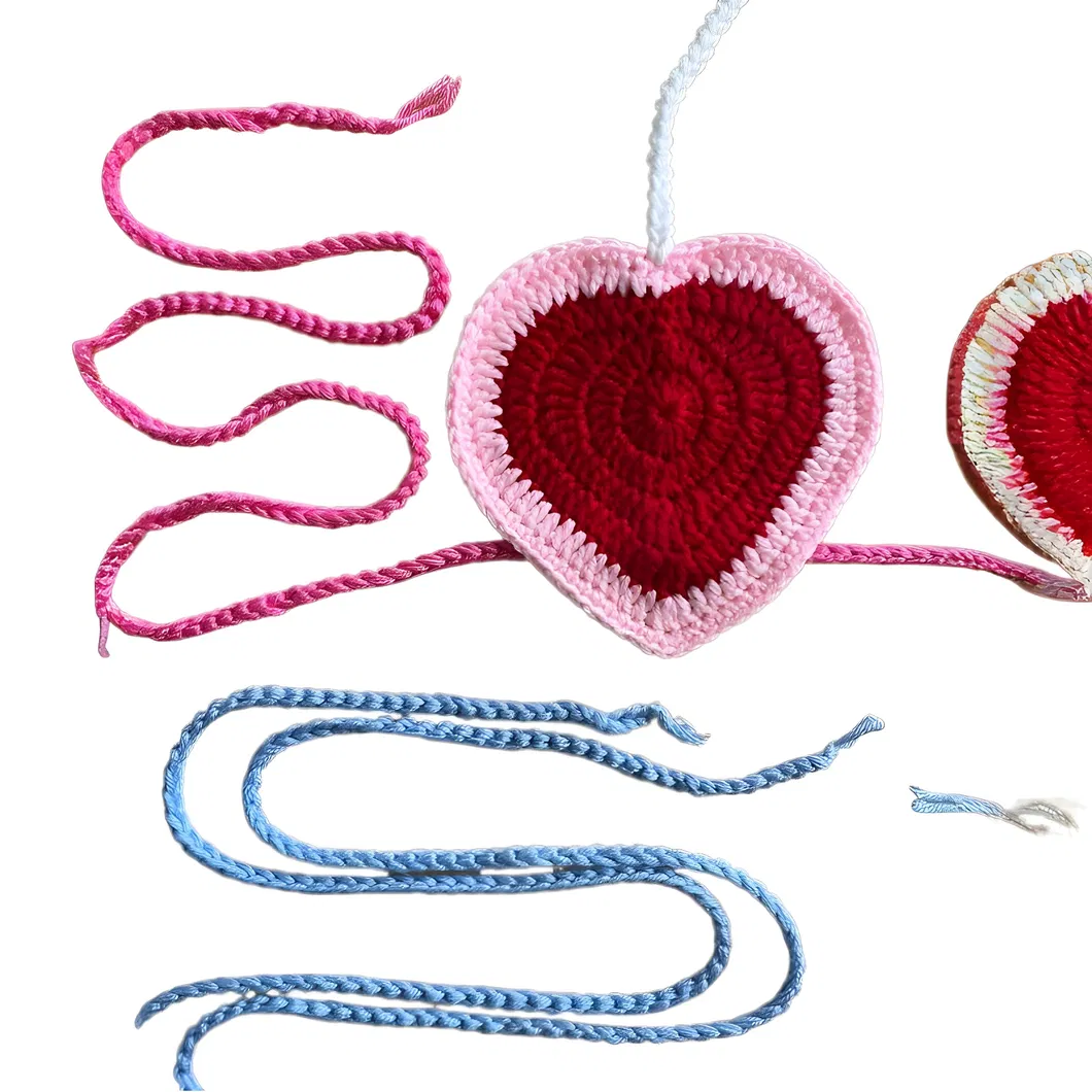 Women&prime;s Hand-Crocheted Contrast Color Heart Shape String Two Piece Bikini